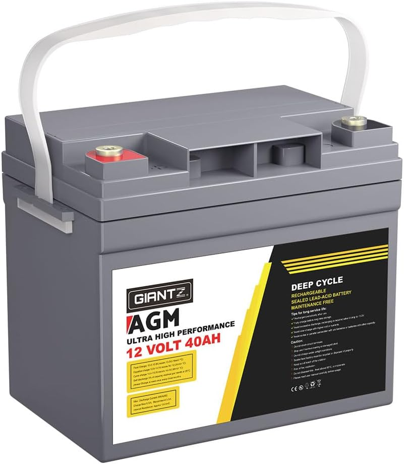 Giantz 40Ah AGM Deep Cycle Battery, Recharge Batterys 4WD Charging Portable with Handle, 1400 Cycles Long Life High Performance for Solar Fridge Camping Car Power Supply image number 5