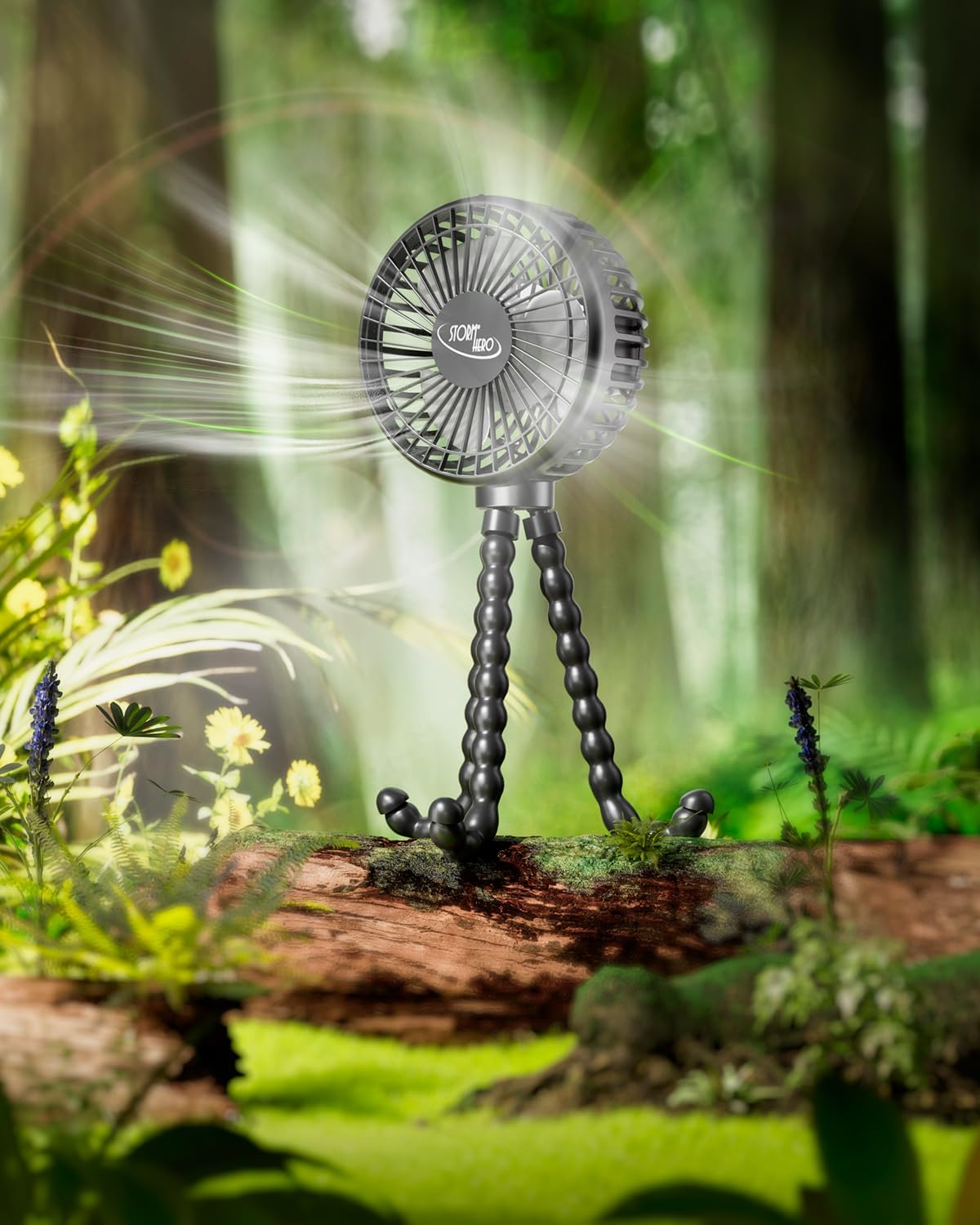 STORM HERO Pram Fan - Portable Stroller Fan for Baby, USB Rechargeable Personal Fan, Mini Handheld Fan, Desk Fan 4000Mah, Adjustable 3 Speeds for Travel, Car Seat, Bike, Camping, Office and Bedroom image number 5