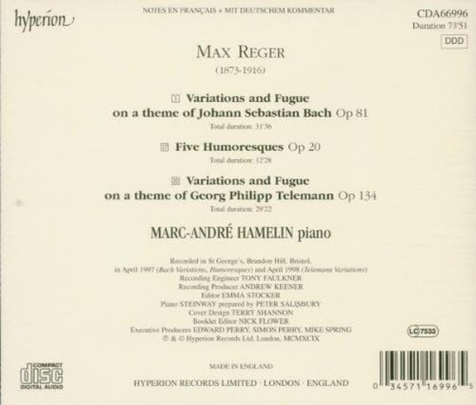 Reger: Piano Music image number 1