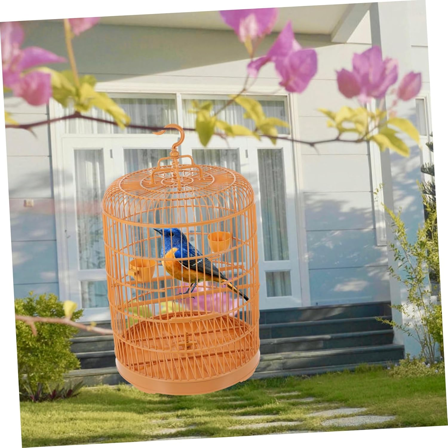 Levemolo Bird Cage for outside Plastic Hanging Bird Cage round Top for Birds and Decorative image number 5