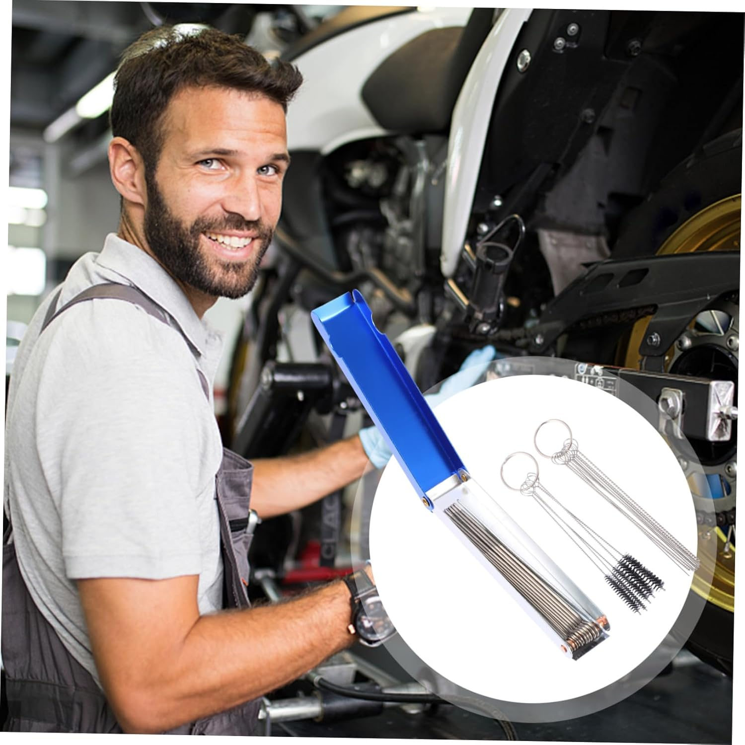 NOLITOY Cleaning Tool Brush 3 Sets for Motorcycle Fuel System Cleaning and Carbon Removal image number 4