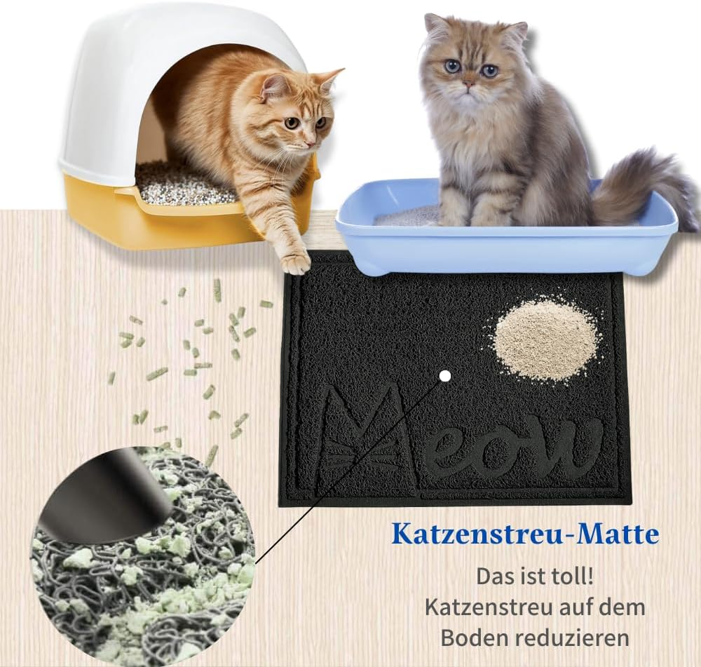 Janyoo Cat Litter Mat, 40 X 30 Cm, PVC Waterproof Cat Mat, Cat Litter Tray with Non-Slip, Cat Litter Tray for Litter Catcher, Urine Waterproof (Black) - Gray image number 6