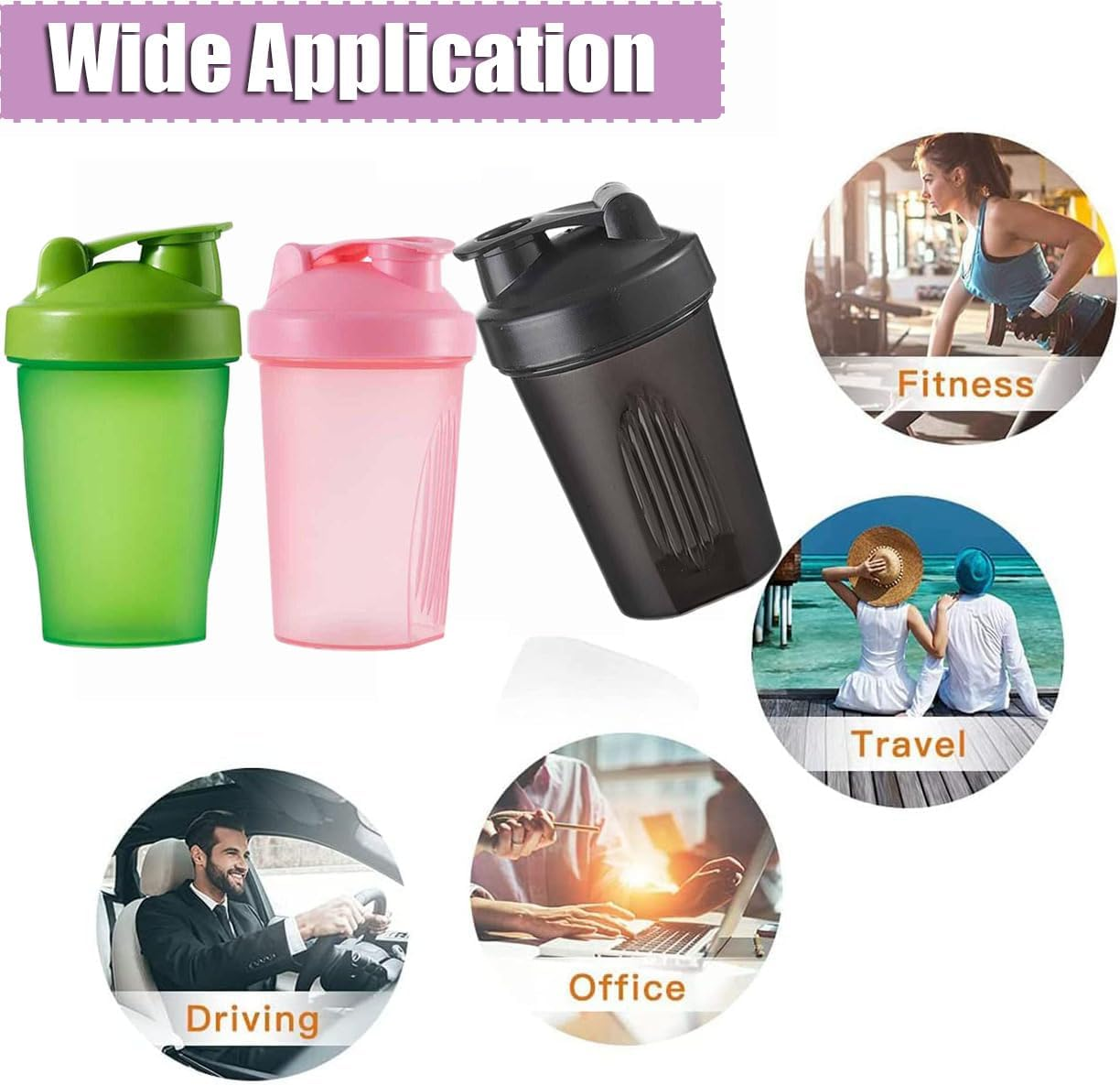 Protein Shaker Bottle - Shaker with Stainless Steel Mixing Ball, BPA - and Dehp-Free, Leakproof Flip on Lid - Perfect for Mixing Powdered Supplement Shakes - 400Ml (Pink) - Pink image number 4