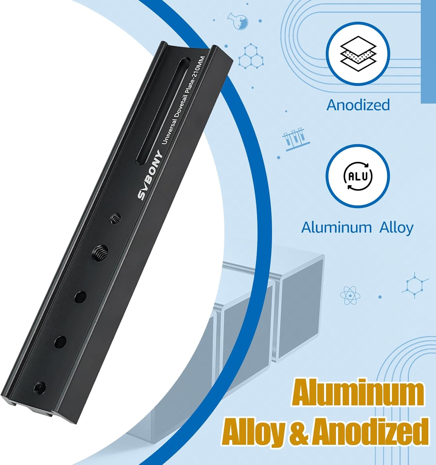 SVBONY SV219 Dovetail Mount Plate, 210Mm 8.26 Inches Universal Dovetail Plate Compatible with Vixen Dovetail Saddles, Telescope Accessories for OTA Equatorial Tripod Sky Astrophotography image number 5
