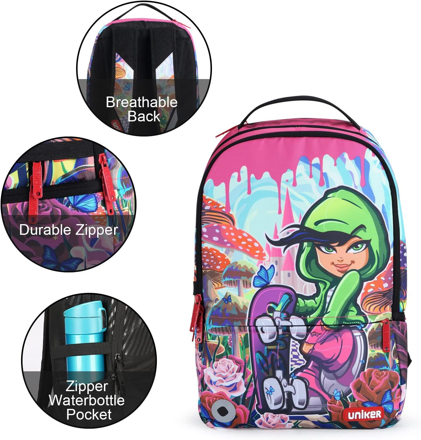 UNIKER Laptop Backpack with USB Port,Graffiti Backpack for Work,Space School Backpack,Designer Laptop Backpack for 15.6 Inch image number 2