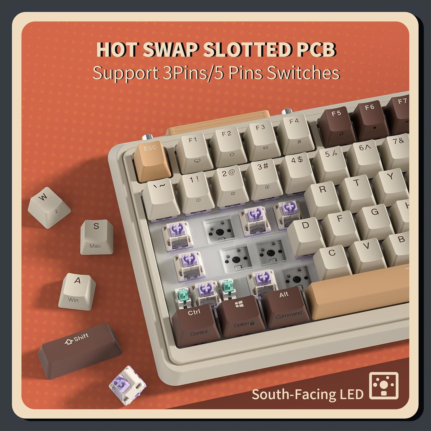 KZZI K75 PRO RGB 75% Wireless Gasket Mechanical Keyboard, Triple Mode BT 5.0/2.4G/USB-C 82 Keys Hot Swappable Gaming Keyboard W/Knob & Power Display, Custom Tactile Switches, Brown image number 2