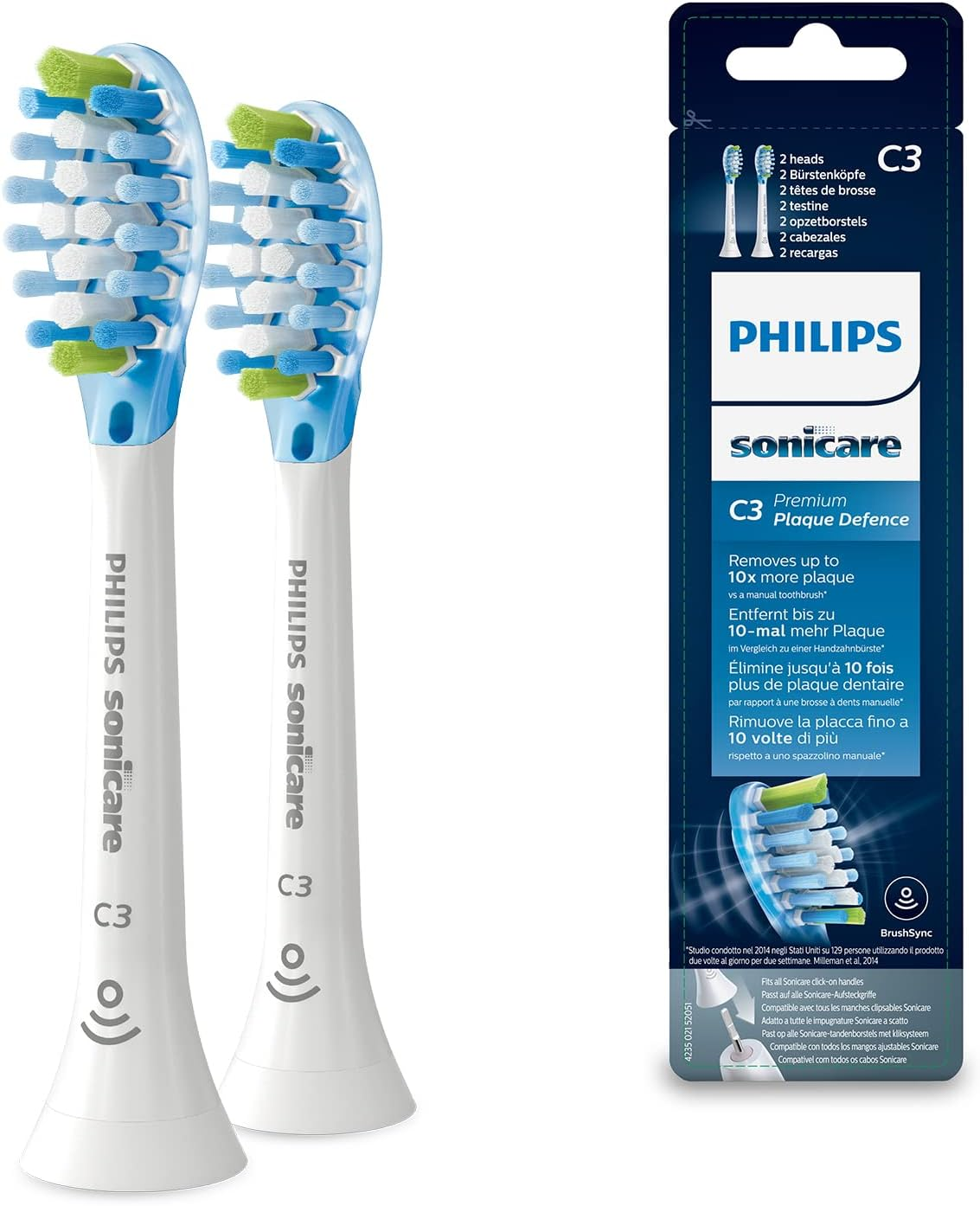 Philips Sonicare C3 Premium Plaque Defence Replacement Toothbrush Heads Set, Black (4 Pieces)