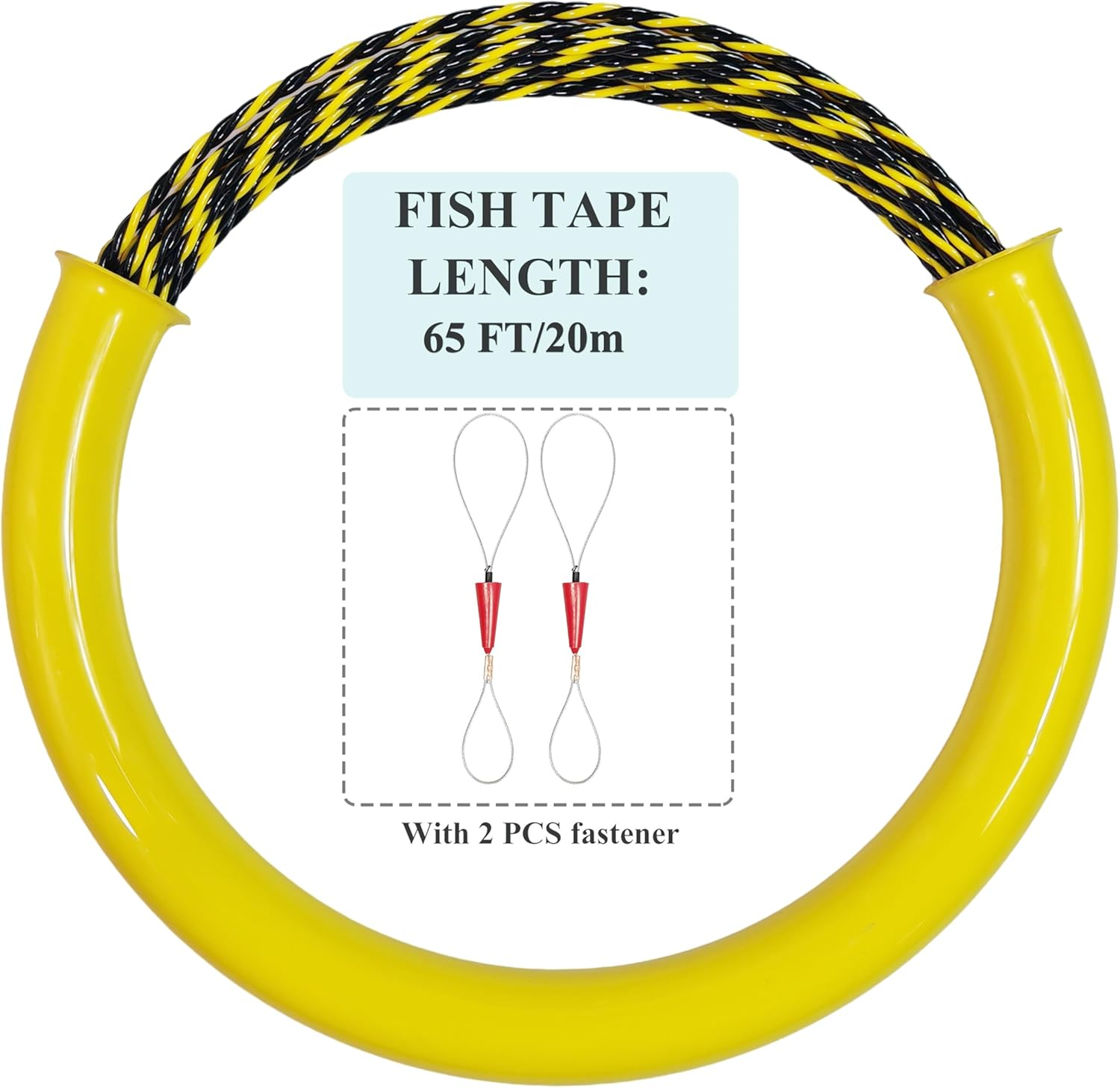 Piowio 20M/65Ft Fish Tape with Storage Tube Wire Guider Wire Threader Cable Puller for Electrical Wiring (20M Yellow+Black with Storage Tube) - 20M Red+Black With Storage Tube image number 2