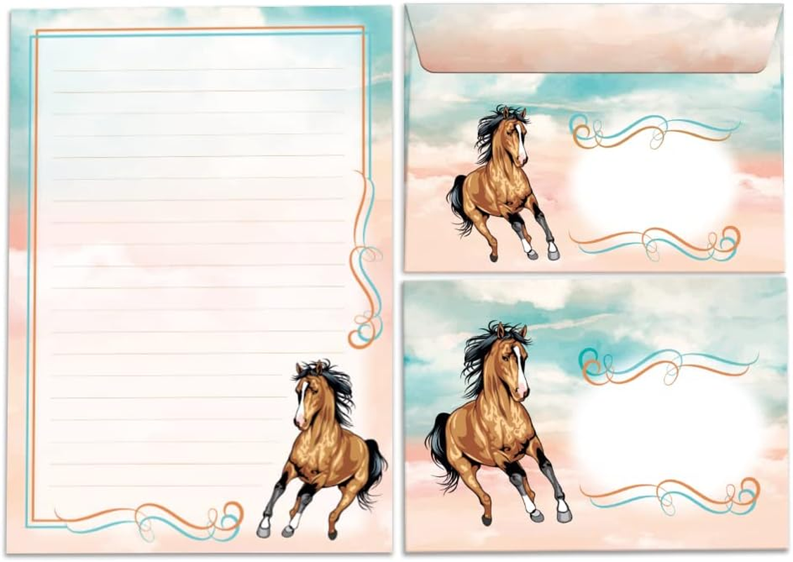 Writing Paper Set for Girls Horse Letter Pad with Envelope for Kids (A5 Pad with 25 Sheets + 15 Envelopes) image number 4