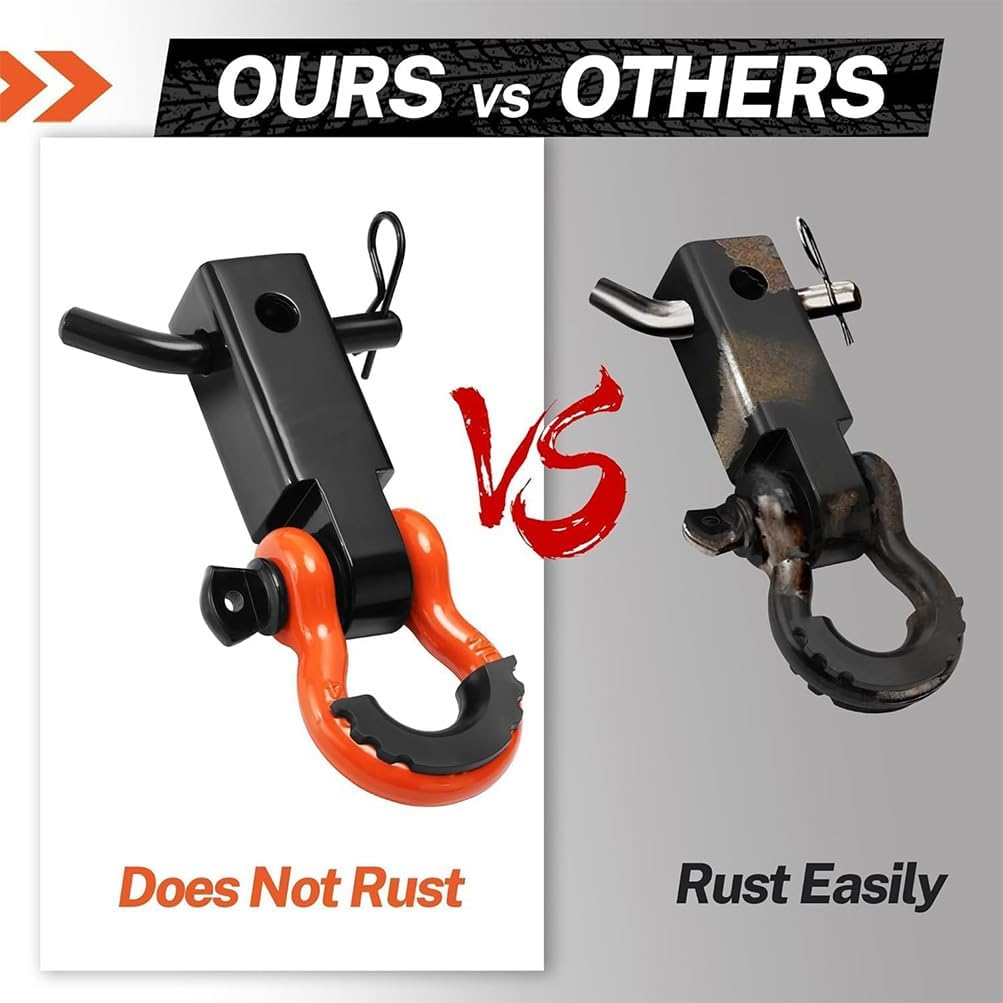 Shackle Hitch Receiver, Heavy Duty Receiver, Trailer Hitch Lock Pin, Towing Accessories for Trucks Vehicle, Receiver Hitches, Accessories for Vehicle Recovery, Connect Tow Strap image number 5