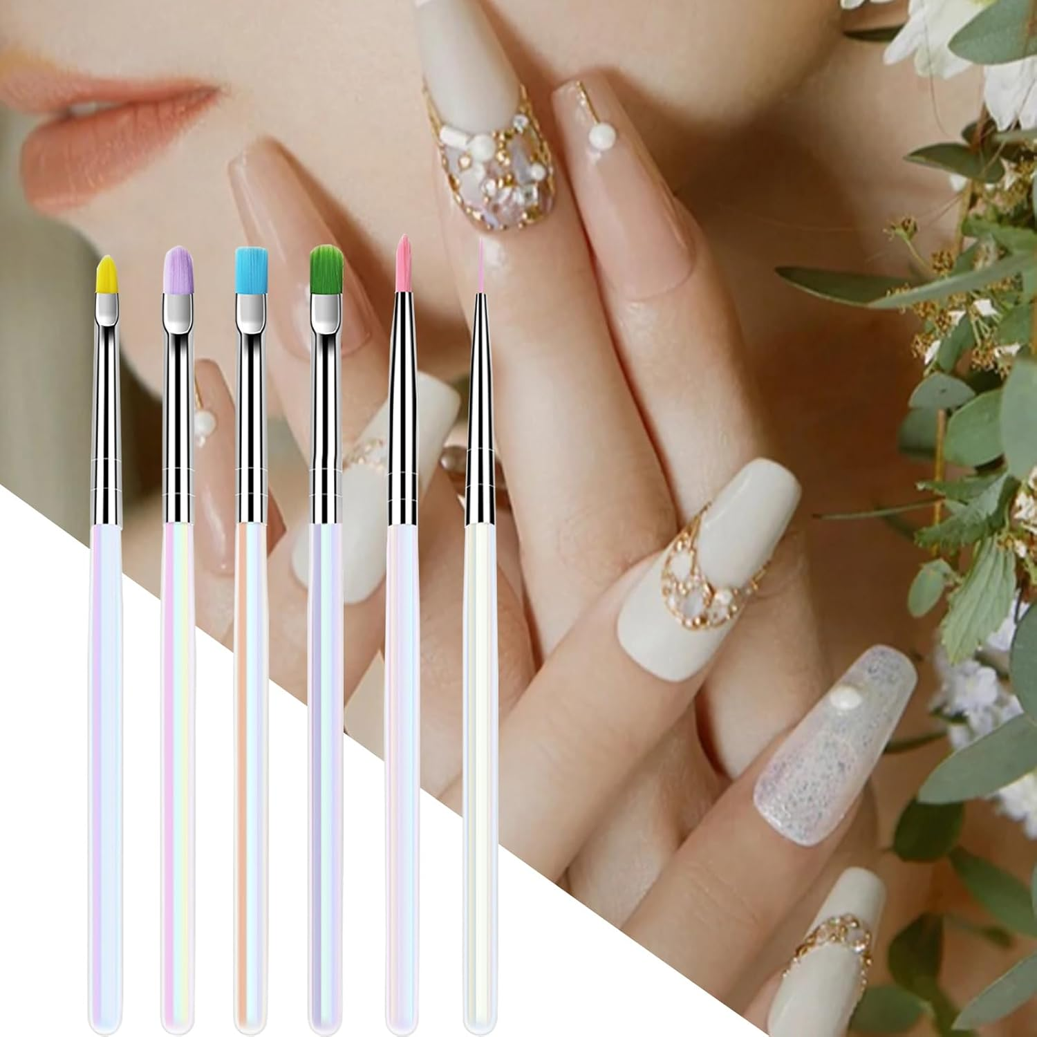 Ylnailky Art Brushes for Nails, Nail Liner Brush, Manicure Dotting Stamping Gel Polish Painting Tool Liner Applicator for Home Salon Beginners image number 3