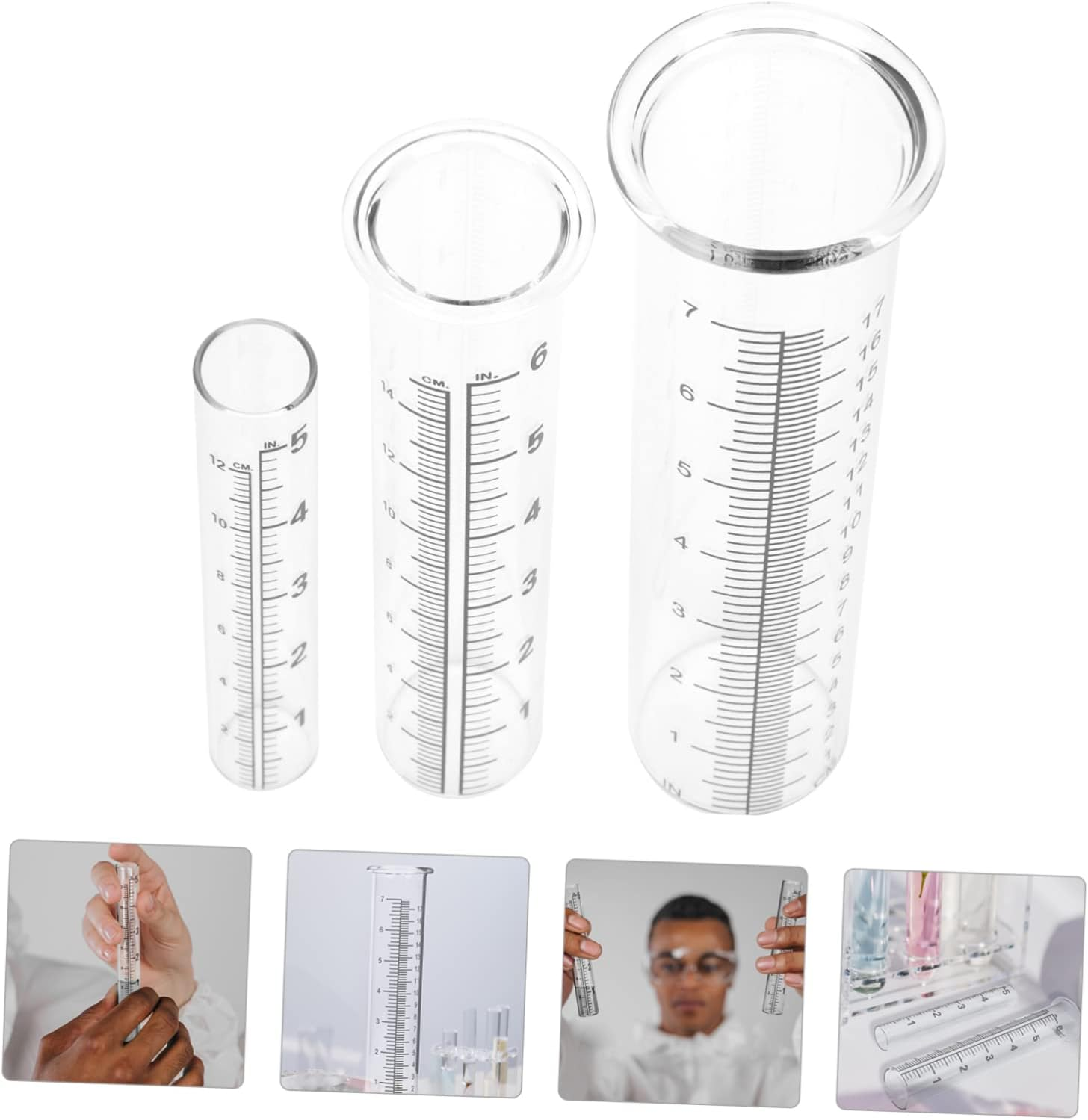 3Pcs Rain Gauge Test Tube Glass Rain Measuring Container for Outdoor Use Precise Outdoor