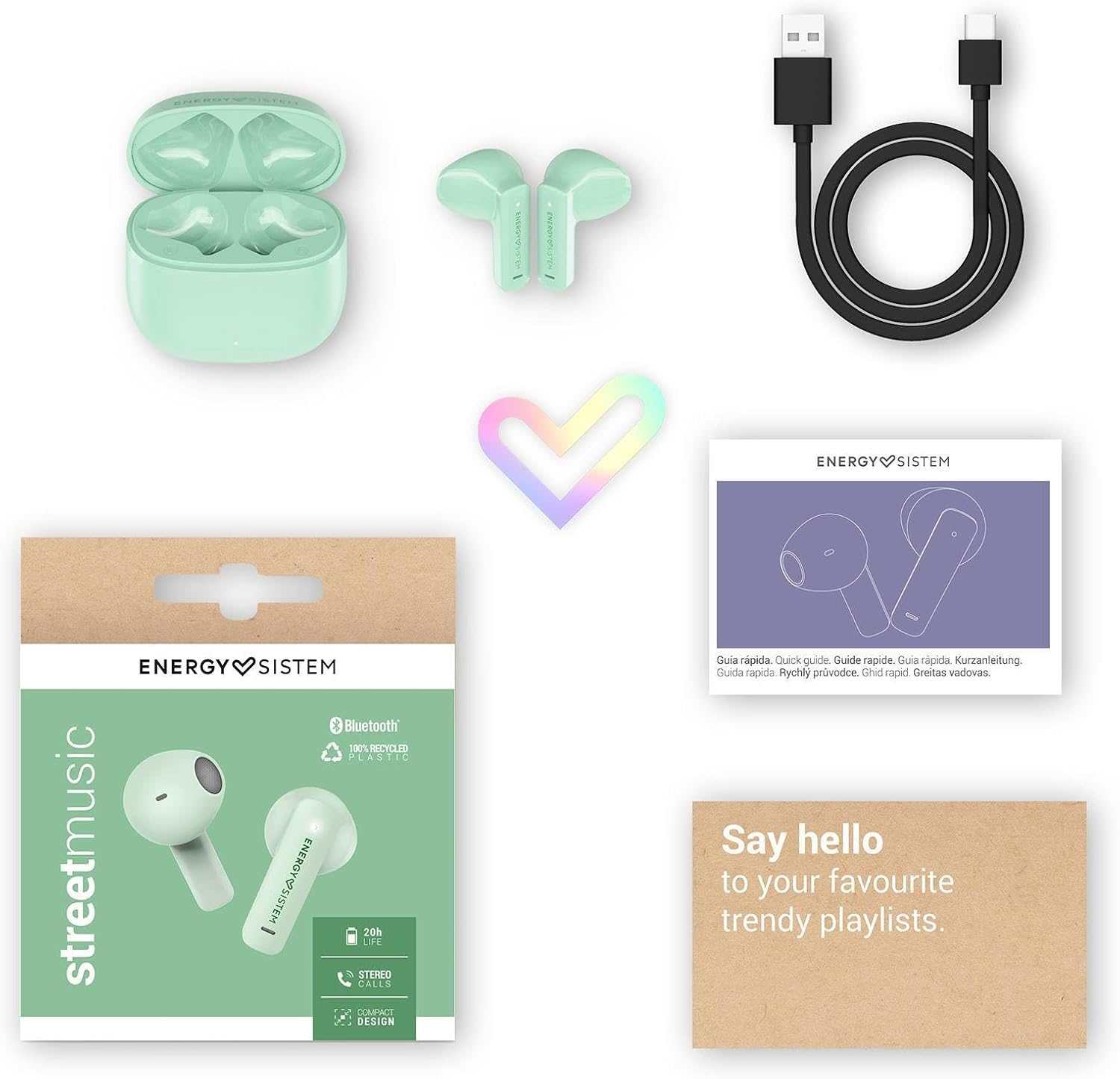 Energy Sistem Streetmusic True Wireless Headphones (Recycled Plastic, 20 Hours Battery Life, Compact Design, 13 Mm Driver, Microphone, Voice Assistant) image number 1