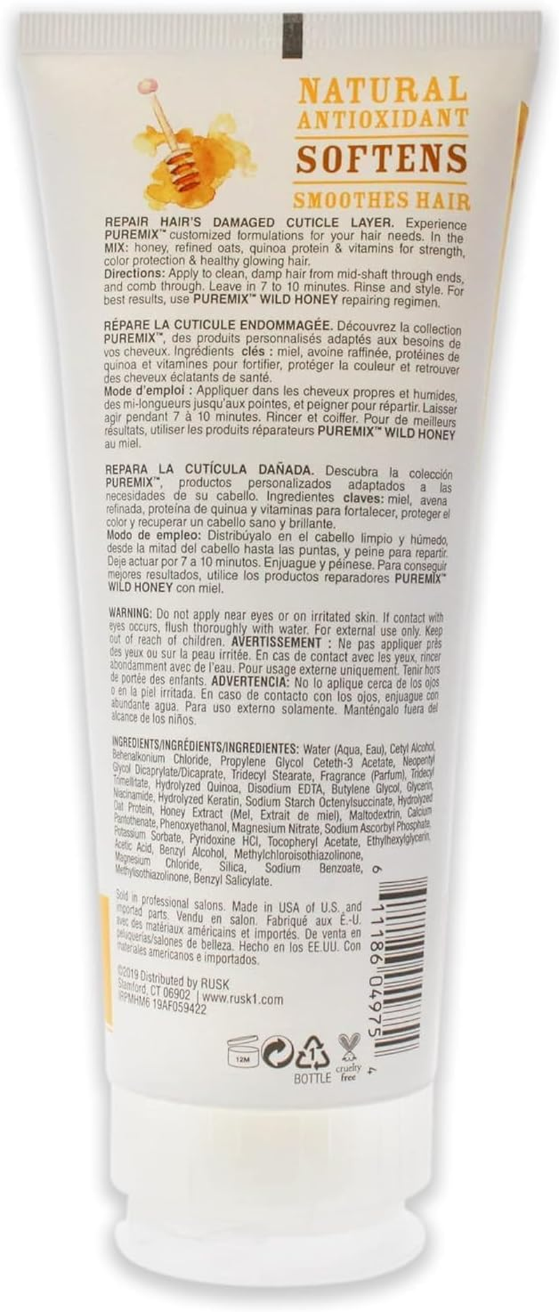 Rusk Puremix Wild Honey Repairing Mask - Dry Hair image number 3