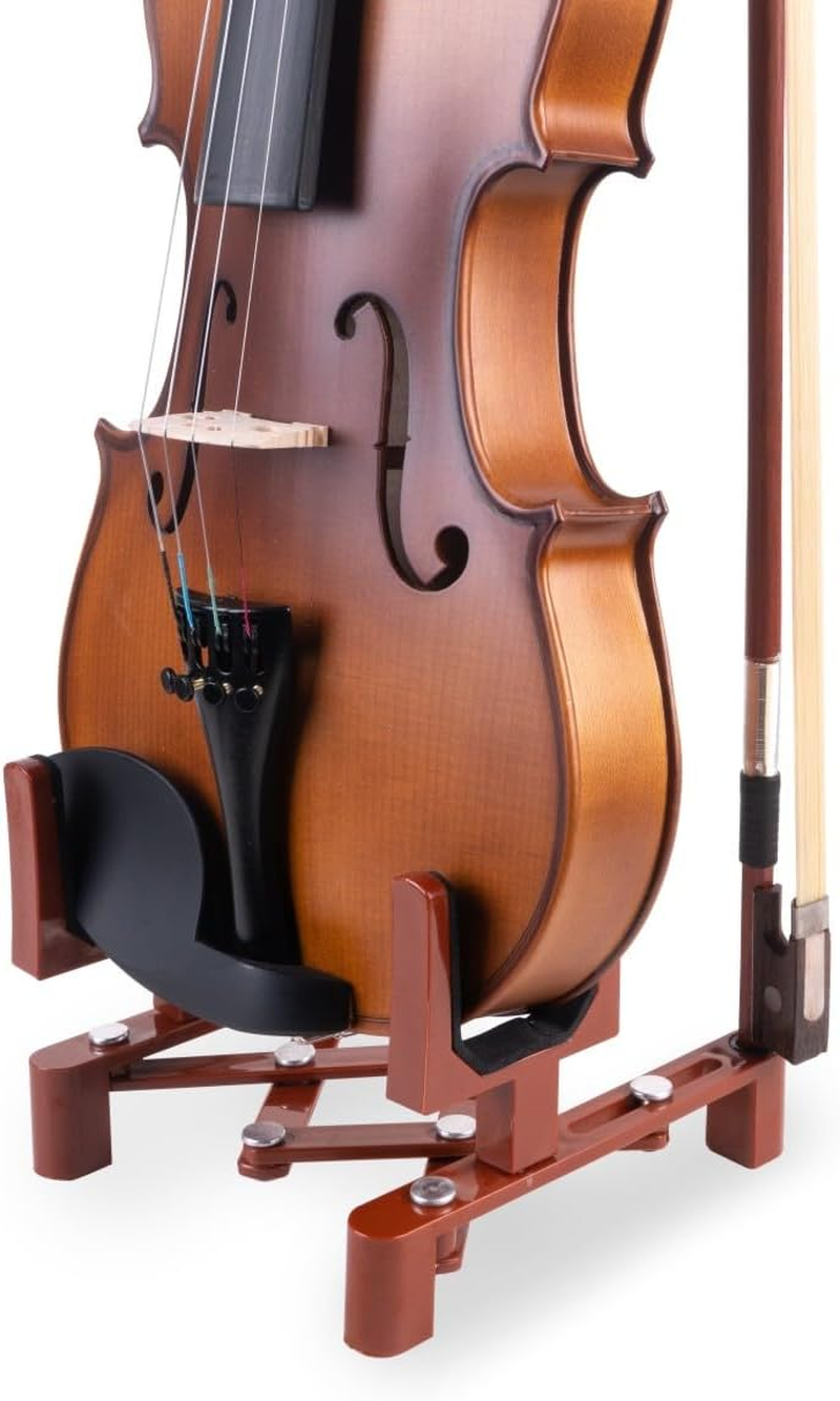 Violin Stand Musical Instrument Stand with Bow Holder for Violin,Portable and Foldable (Red) image number 2