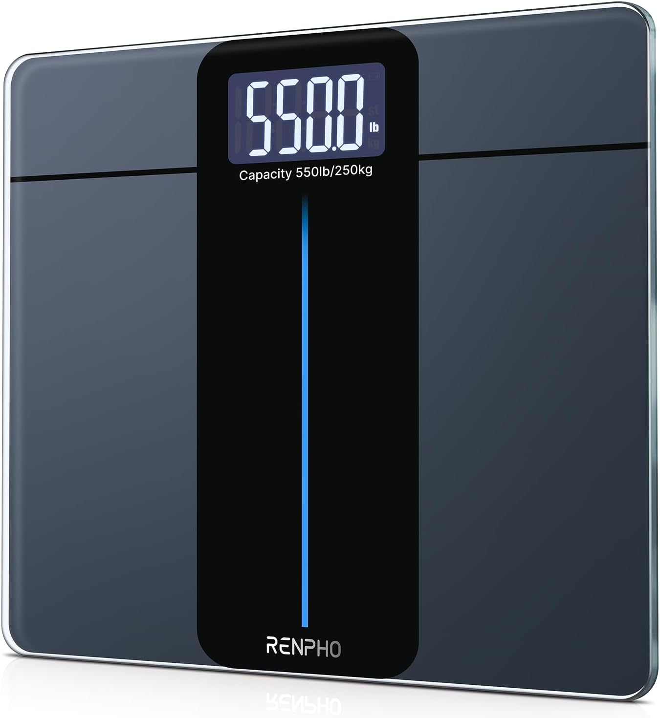 RENPHO Personal Scales Digital Test Winner 2024, Max 250 Kg, Persons with Extremely High Load Capacity, Large Platform, Large LED Display, Highest Accuracy up to 50 G, 33 X 30 Cm, Core 1 L