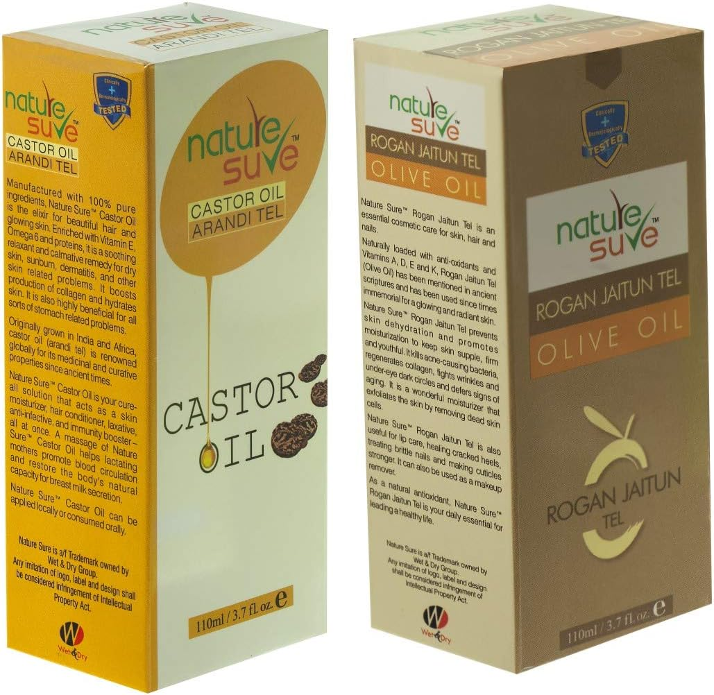 Nature Sure Combo - Castor Oil 110Ml (Arandi Tail) and Rogan Jaitun Tail (Olive Oil) 110Ml image number 2