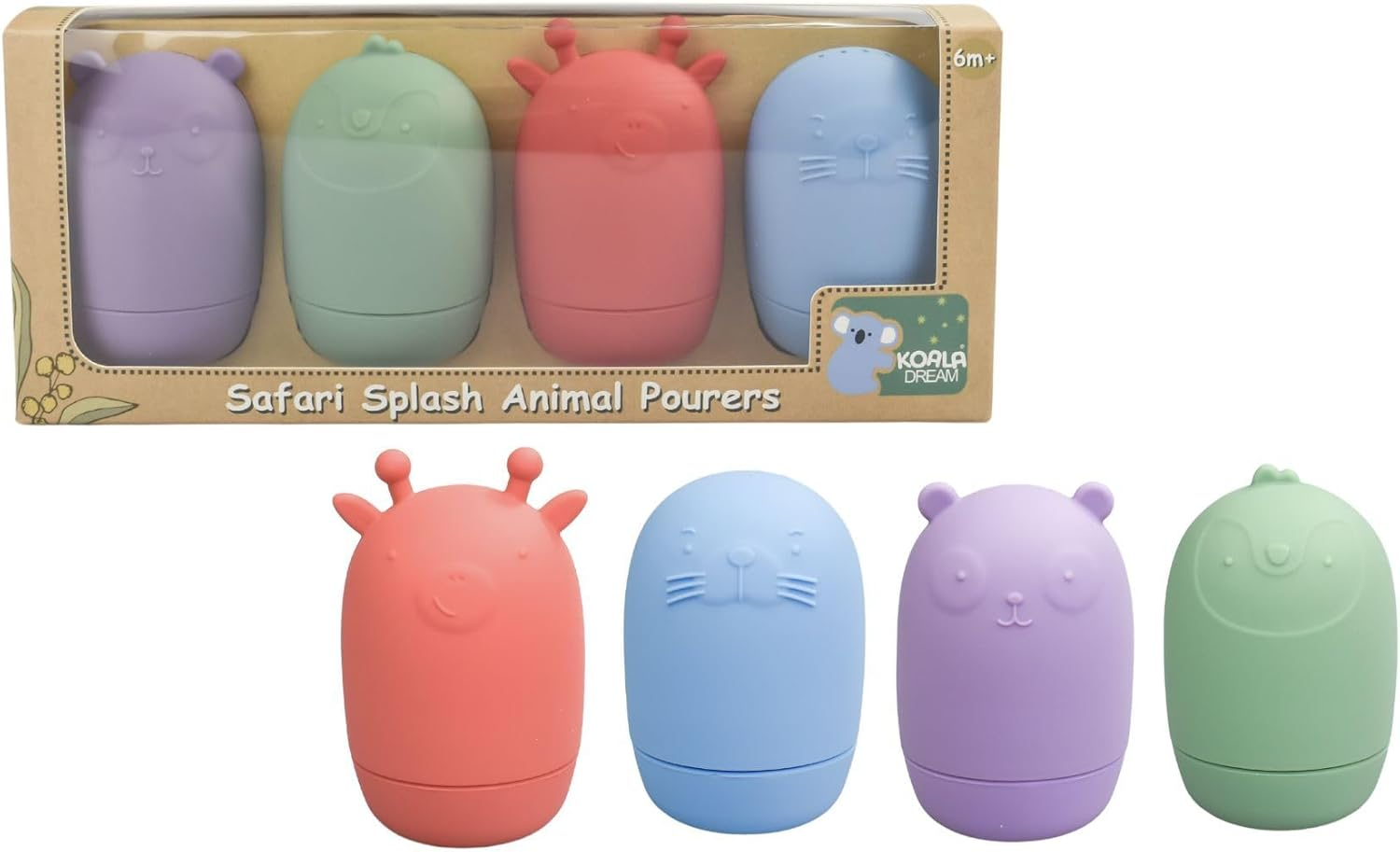 Koala Dream - CA3022 Silicone Safari Splash Animal POURERS 4 PCS Set- Brights