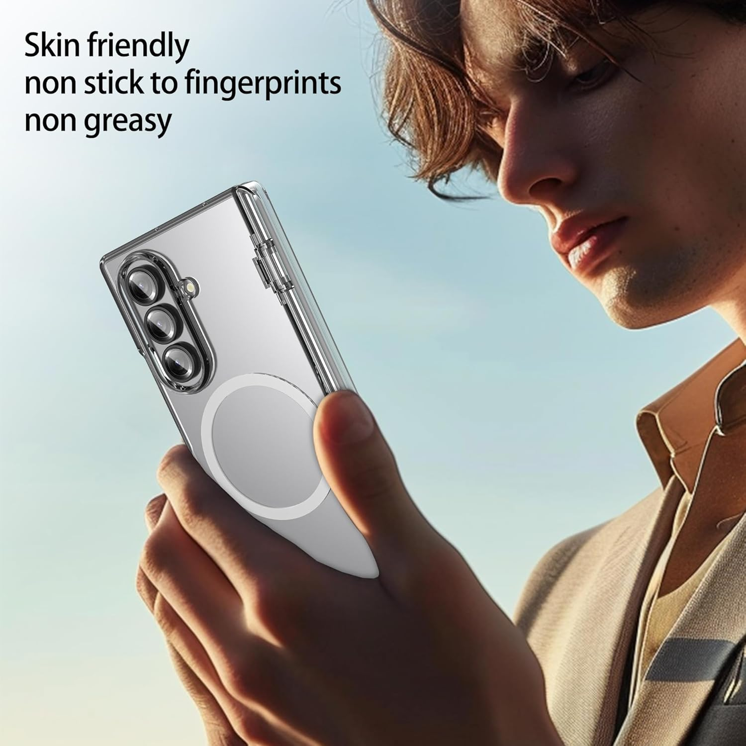 Vrythn for Z Fold 7 Case with Screen Protector, Compatible with Wireless Charging, Full-Body Coverage Hinge Protection, Shockproof Rugged Phone Case for Galaxy Z Fold7, Transparent - Black image number 3