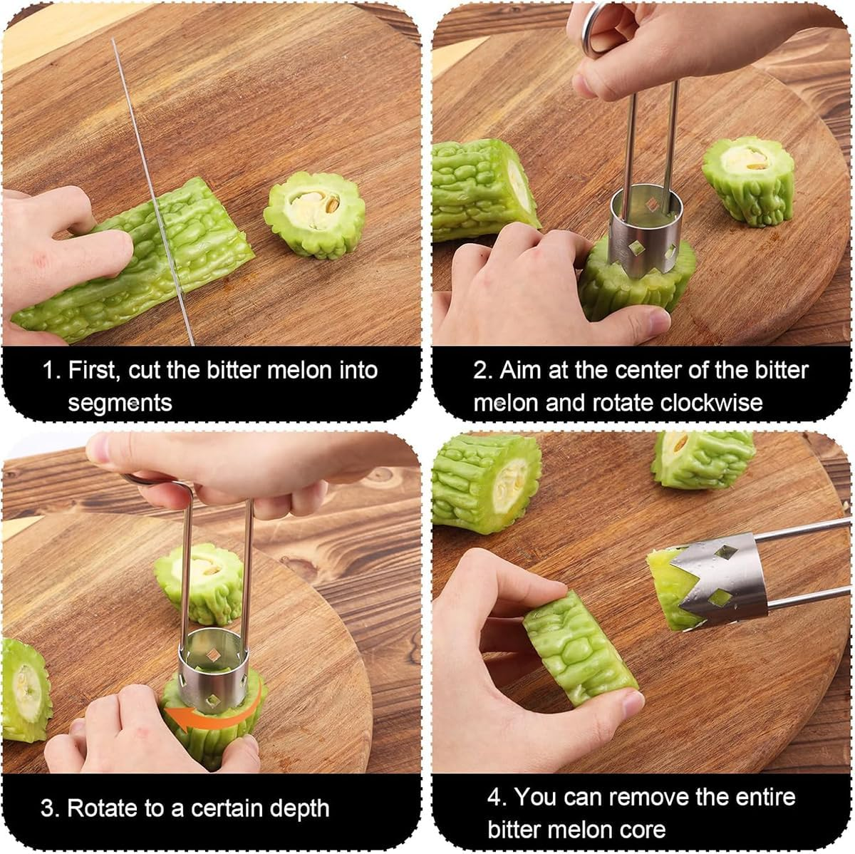 Corer Tool Fruit Core Remover Universal Vegetable Corer with Ergonomic Handle Stainless Steel for Red Bell Apple Tomato Kitchen Gadget image number 3