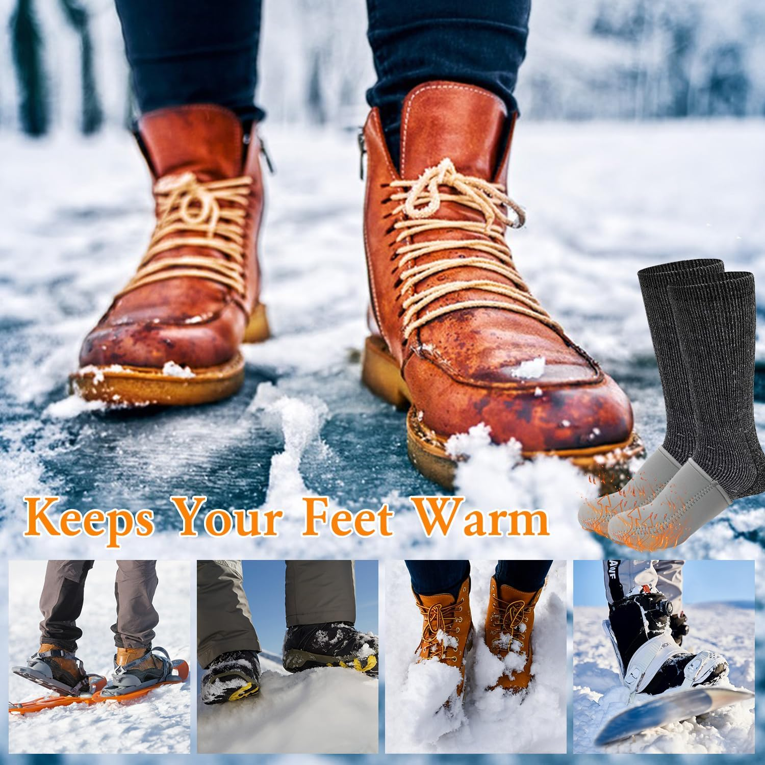 Toe Warmers 2 Pairs, Portable Toe Warmers, Reusable Foot Warmers, Neoprene Thermal Toe Warmers, Thermal Foot Warmers for Biking, Running, Hiking image number 4