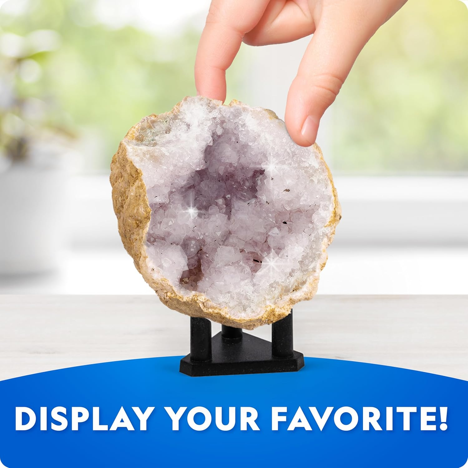 National Geographic Break Open 4 Geodes Science Kit &ndash; Includes Goggles & Display Stand - STEM Science Boys & Girls, Break Your Own Geodes