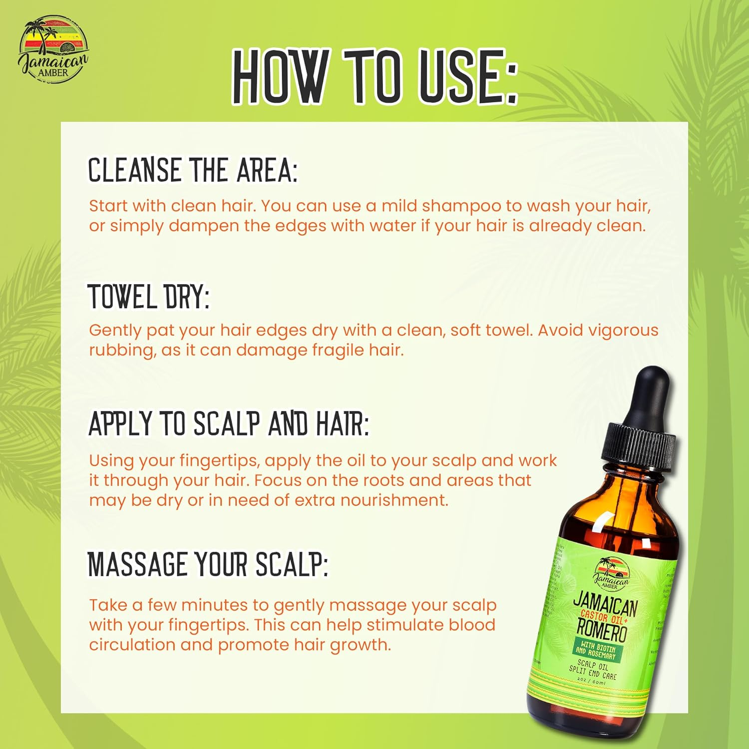 Jamaican Amber Organic Black Castor Oil - 60 Ml / 2 Fl Oz - for Hair Strength, Hair Scalp, Body Massage Oil, and Eyebrows - Formulated to Prevent Hair Loss, for Women and Men with Biotin & Rosemary image number 5