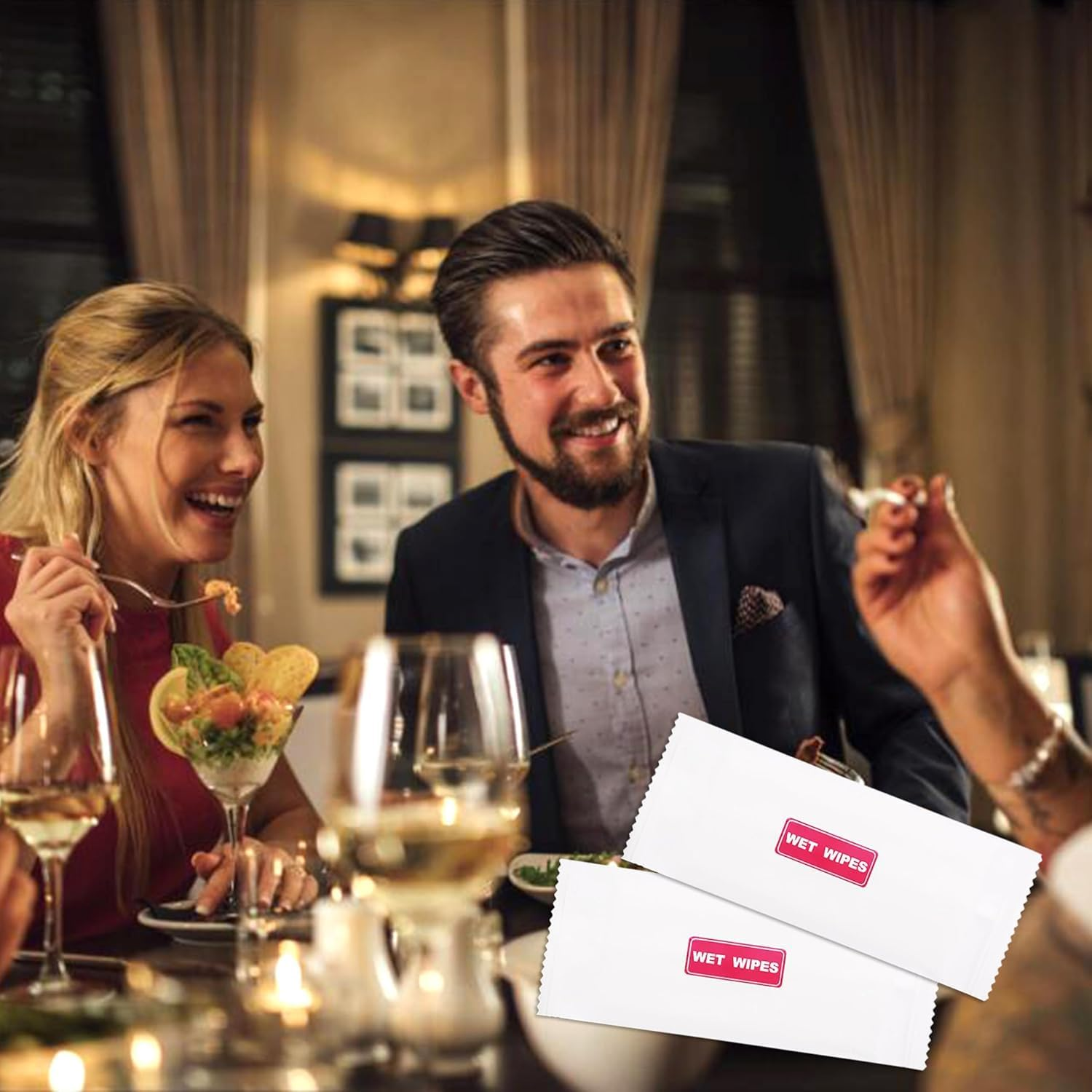 100 Pack Wet Wipes Individually Wrapped, Individual Hand Wipes, Unscented Travel Wipes, Clean Hands Quickly, Wet Wipes Bulk for Homeless, Suitable for Restaurant, Wedding, Barbecue image number 2