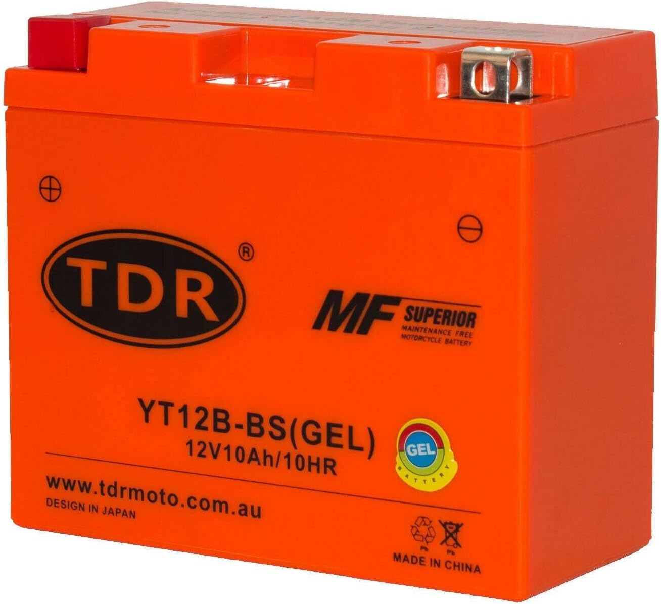 TDR YT12B-BS 12V 10Ah GEL Motorbike Battery image number 1