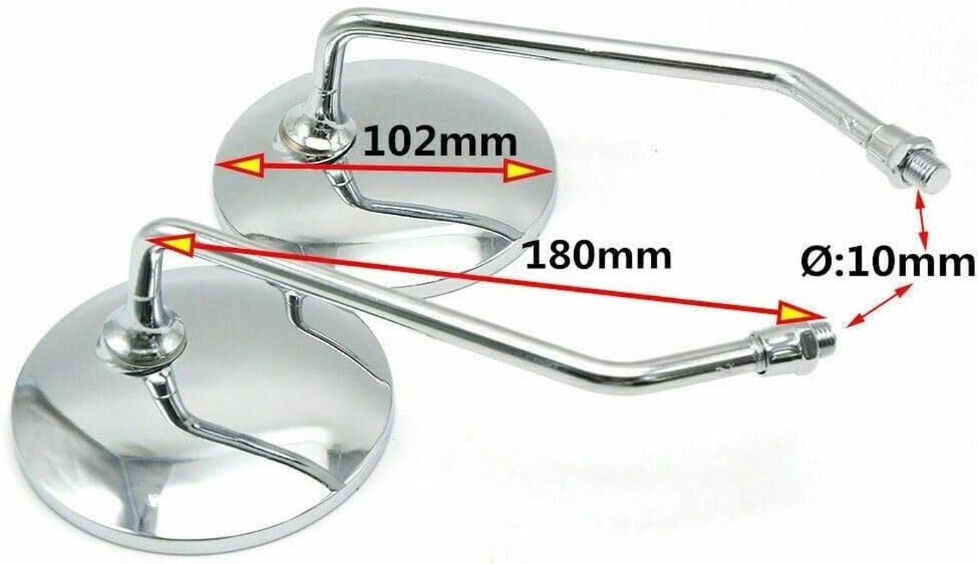 TDR Pair Motorcycle Rear View Vintage Silver round Mirrors Universal Fit 10Mm 8Mm Metal Housing Metal Stem Convex Glass Left Right Adaptors image number 3