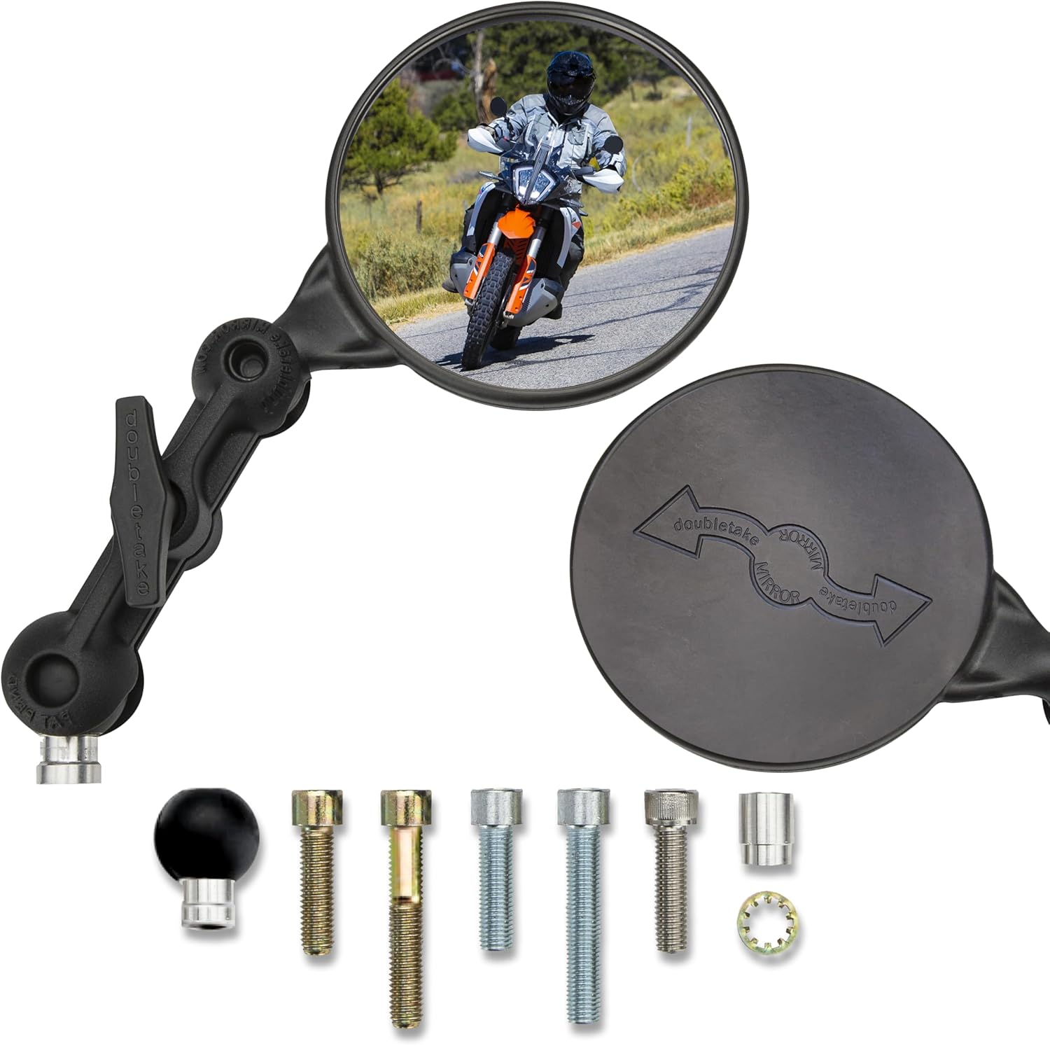 Doubletake Dualsport Mirror Kit 2.0, Universal Fit Folding Motorcycle Mirrors, Guaranteed for Life. image number 5