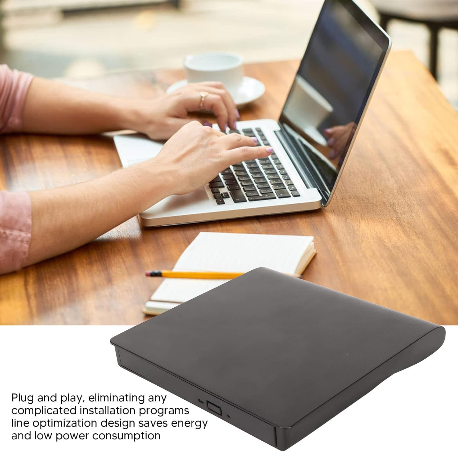 External DVD Drive, USB 3.0 Type C CD Drive Portable DVD Player for CD ROM Burner VCD,SVCD Compatible with for Linux OS X Laptop Desktop image number 1