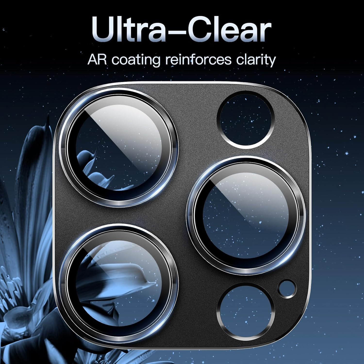 Jetech Camera Lens Protector for Iphone 16 Pro 6.3-Inch and Iphone 16 Pro Max 6.9-Inch, Full Coverage 9H Tempered Glass Ring Cover, Matte Metal Plate, Case Friendly, 1-Pack (Black) - Desert Titanium image number 3