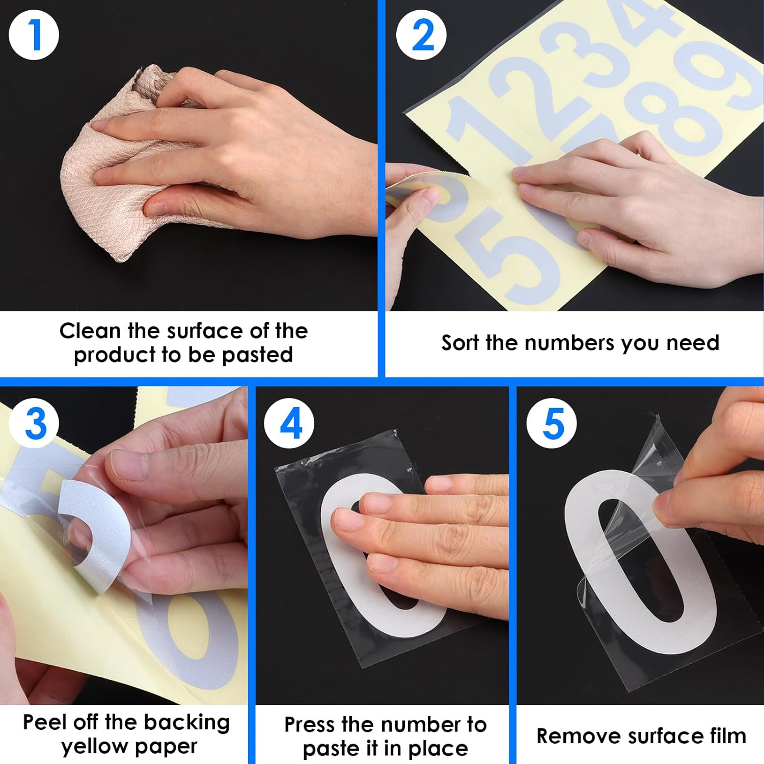 40 Pcs Reflective Address Number Set - 3" & 4" Waterproof Mailbox Numbers, Self-Adhesive House Numbers for Doors, Bins & Signs - High Visibility Outdoor Address Stickers (Silver, 0-9 Digits) image number 5