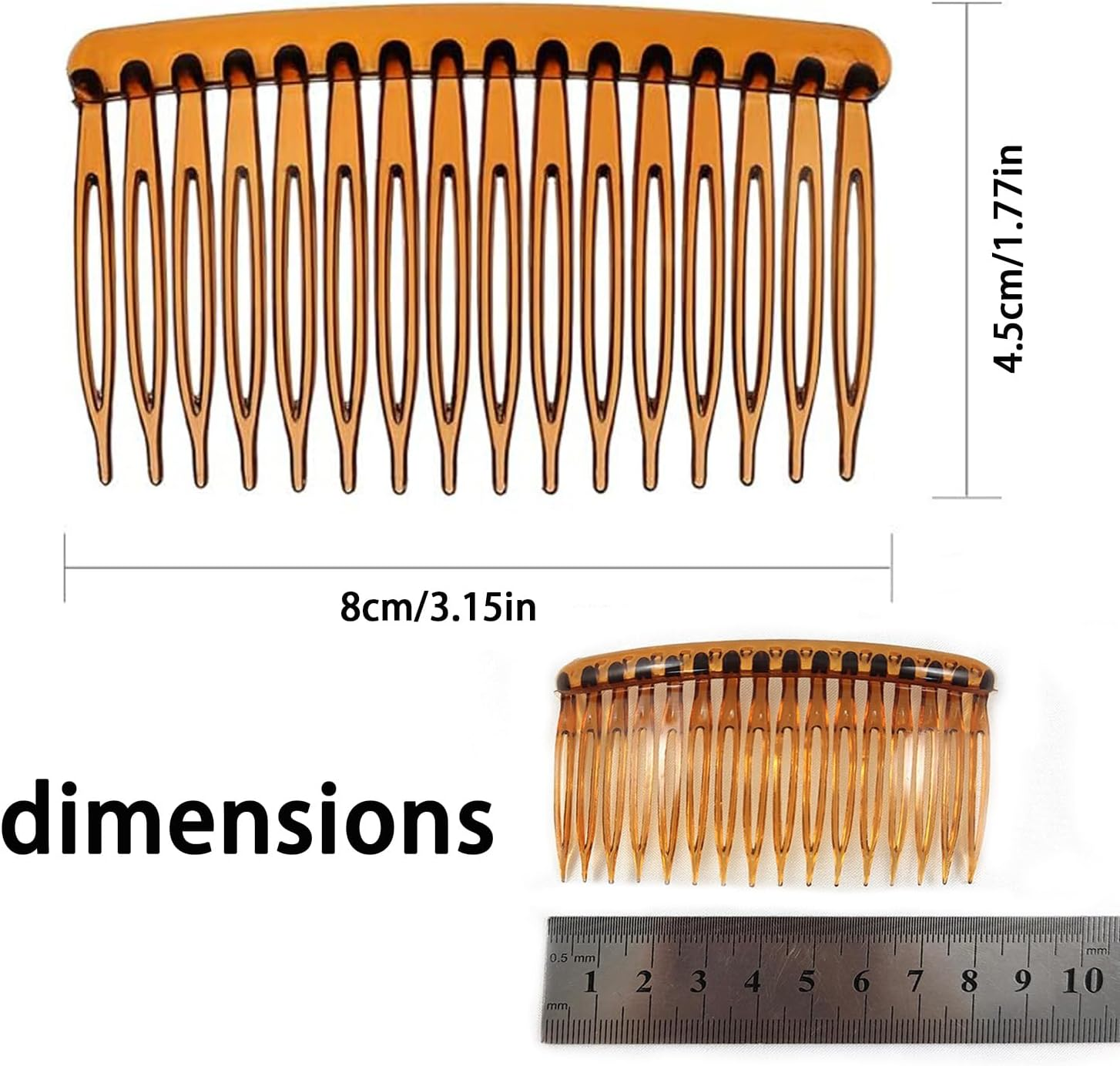 8 Pcs Set of Transparent Tortoiseshell Coloured Hair Combs, Multifunctional Plastic Teeth Hair Comb for Women'S Styling (Transparent,Tortoiseshell Coloured) image number 6