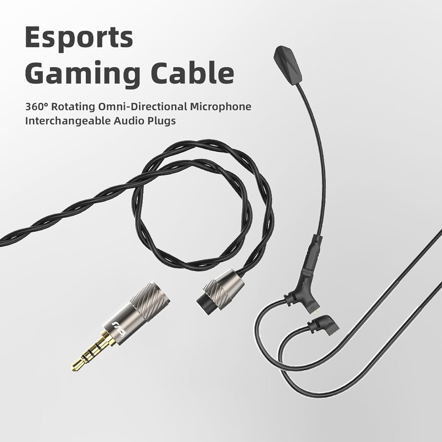 Linsoul CVJ Hato Esports Gaming Cable with Adjustable HD Microphone, Rapid Transmission Detachable Gaming Earphones Iems Cable Replacement for Konoka (With Mic, 3.5Mm) image number 5