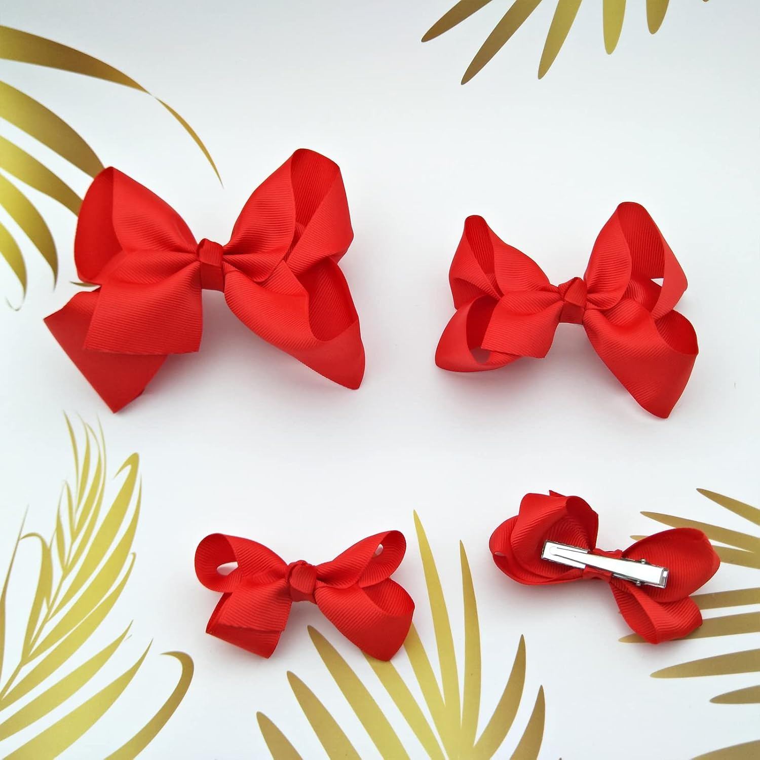Red Bows for Girls,6Pcs Hand-Made Grosgrain Ribbon Hair Bows Alligator Clips Hair Accessories for Little Teen Toddler Girls Kids (Red) image number 1
