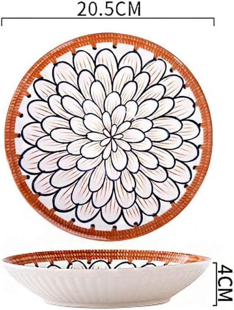 HUIRUMM 8 Inch Ceramic Pasta Bowls,Salad Bowls Set of 4,Dinner Plates Bowls Porcelain Dinner Plates,Appetizer, Dessert, Plates for Thanksgiving & Christmas, Dishwasher & Microwave Safe image number 6