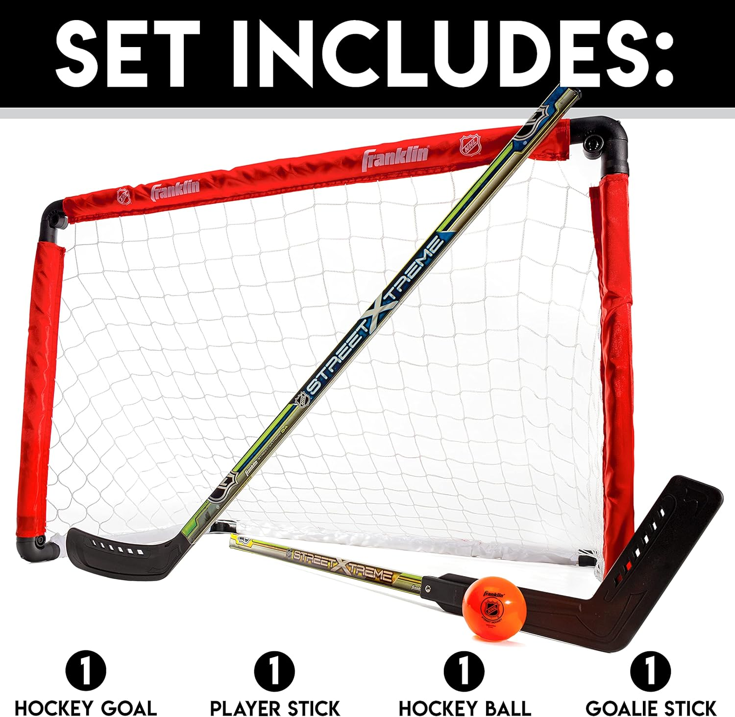 Franklin Sports NHL Goal and 2 Stick Set image number 1