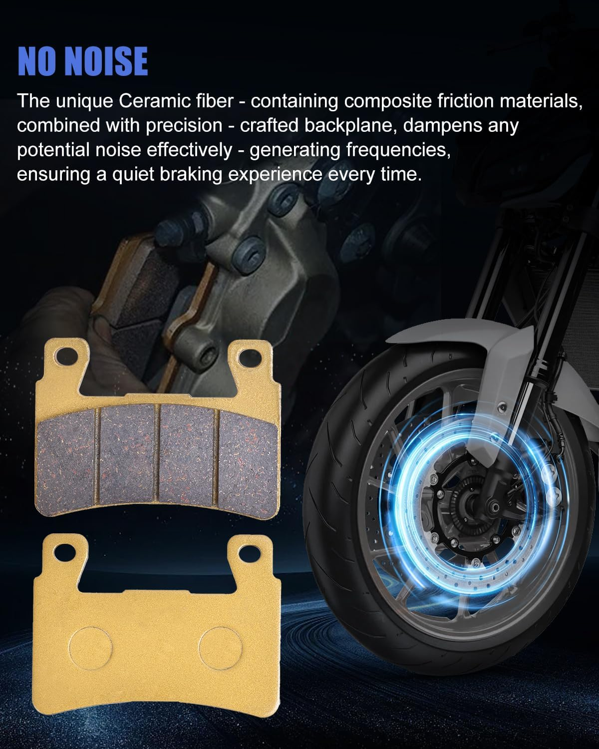 Brake Pads for Honda CBR600RR 2003-2004 CBR 600 F1 F2 F3 F4 F4I F5 F6 S/Port 1999-2007 CBR900RR Fire/Blade 1998-2003 CBR954 RR 2002-2003 CBR929 RR 2000-2001, 06455-MBW-E12 06435-MEE-016 image number 5