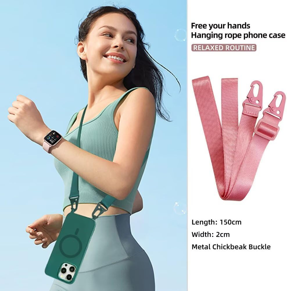 Crossbody Case Compatible with Iphone 16E,Wireless Charging Shell with Adjustable Neck Cord Lanyard Strap,Red image number 3