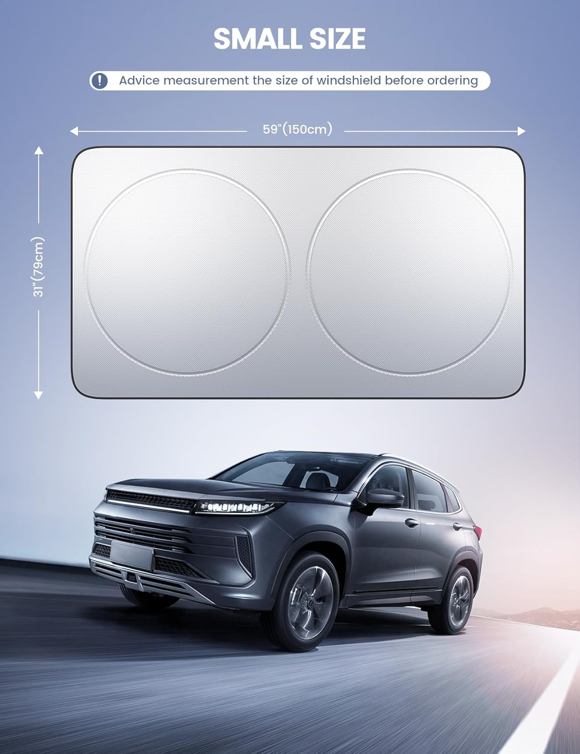 Lamicall Car Windshield Sun Shade &ndash; 4-Layer Reflective 240T Sun & UV Reflective Windshield Cover Sun Shade | Easy Install, Foldable | 150X79Cm Windshield Cover for Medium Sedan, SUV image number 5