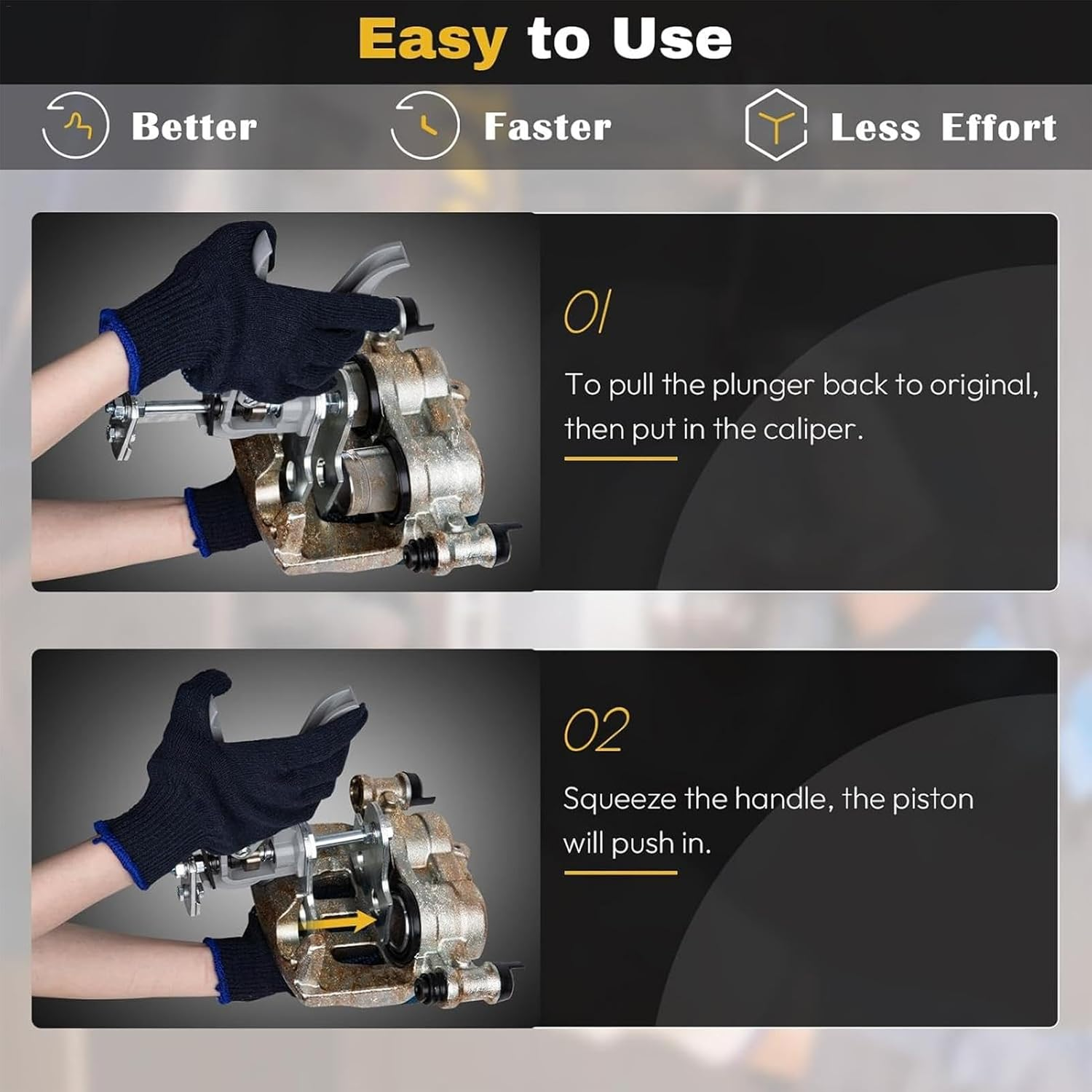 Brake Piston Compressor Tool, Professional Disc Brake Compression Tool, Carbon Steel Heavy Duty Sturdy, Aluminum Alloy, Equipment for Indoor, Present, 24.5Cm image number 4