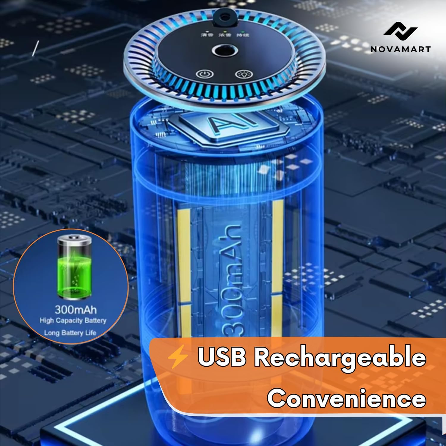 Essential Oil Diffuser &ndash; Aluminum Alloy & PC Aromatherapy Device with USB & Type-C Charging, 3-Speed Mist Control, Portable & Quiet Scent Machine for Home, Office, Travel &ndash; MSD Certified image number 6