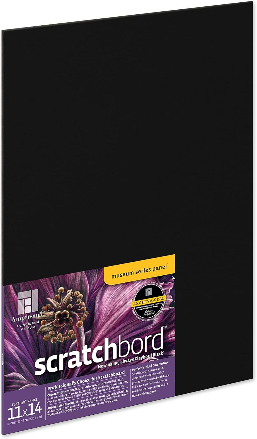 Ampersand Art Supply Scratch Art Panel: Museum Series Scratchbord, 1/8 Inch Flat Profile, 9" X 12"