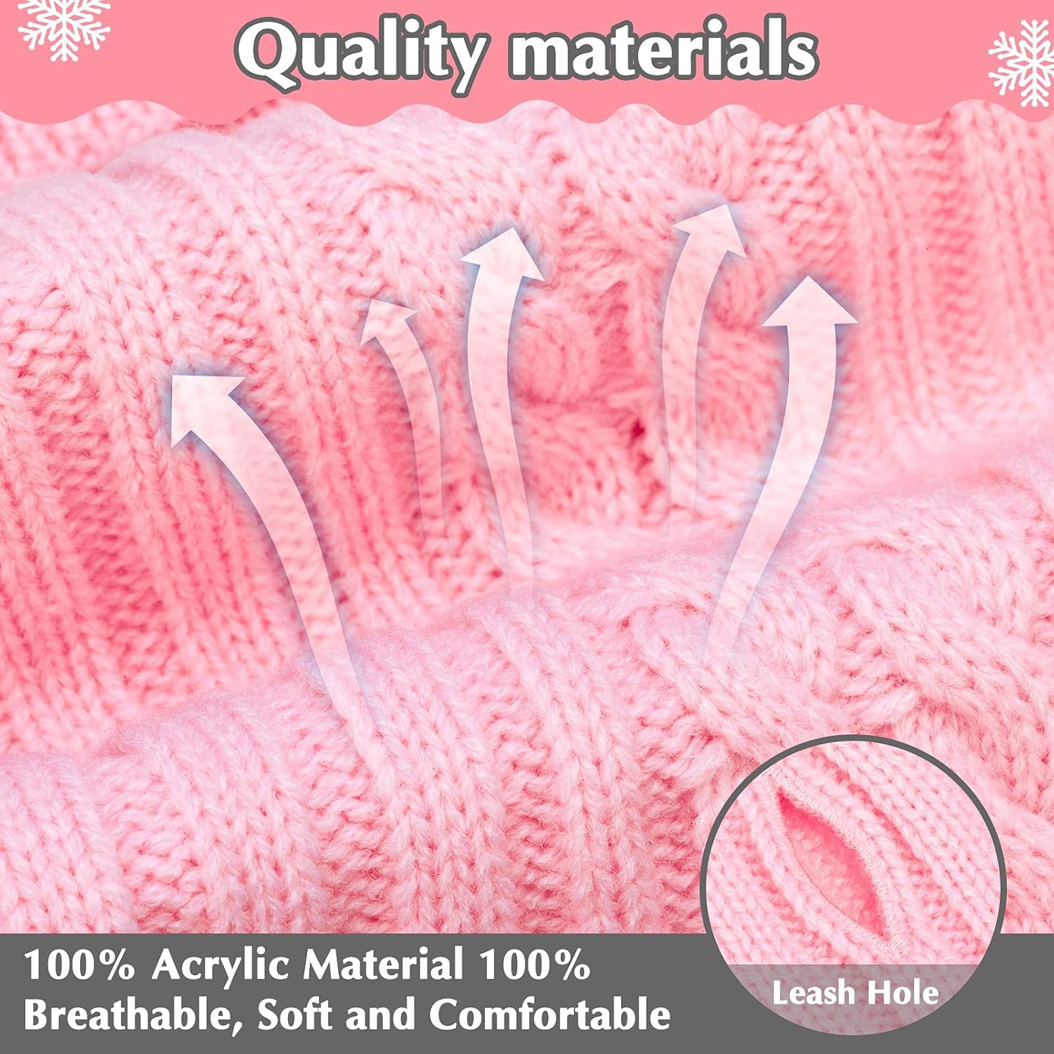 PAWCHIE Dog Sweater Dress with Bowtie - Dog Turtleneck Pullover Knitwear for Small Dogs Girls Cold Weather Sweater with Leash Hole, Suitable for Small Medium Dogs Puppies