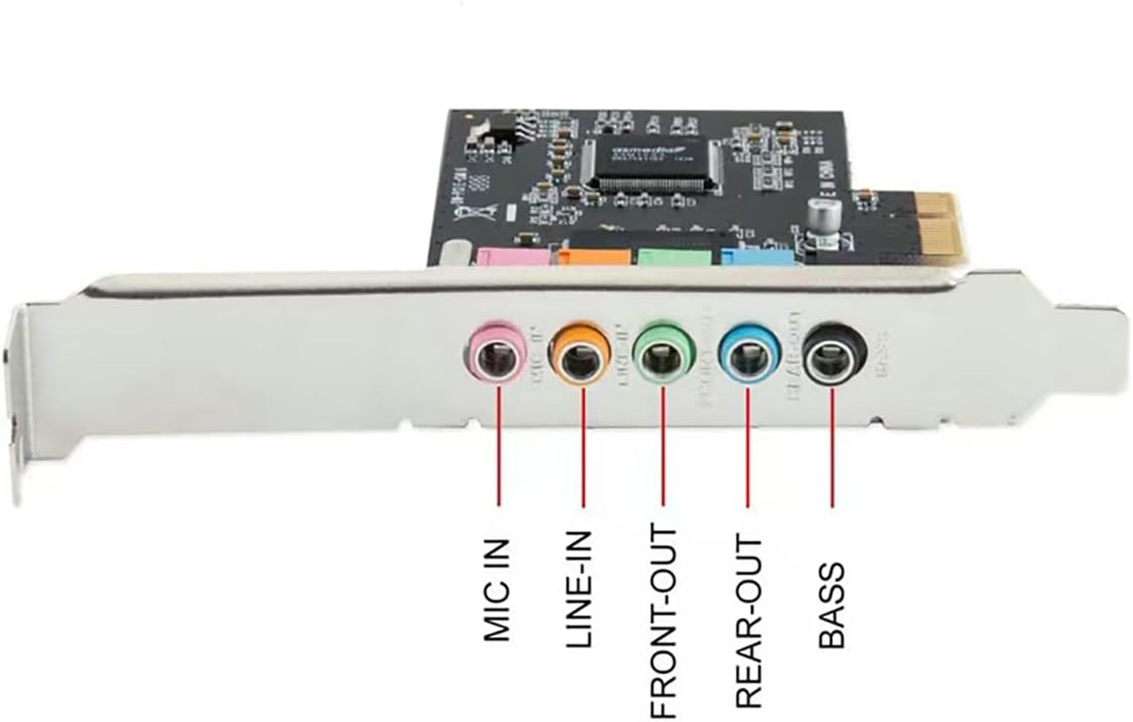 Tunghey Pcie Sound Card, 5.1 Internal Sound Card for PC Windows 7, 3D Stereo Pci-E Audio Card, CMI8738 Chip 32/64 Bit Sound Card PCI Express Adapter (1Pack) image number 4