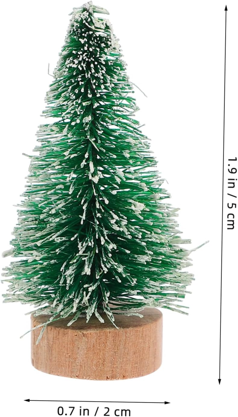 Mini Christmas Tree Decorations 24Pcs with Wooden Base Artificial Pine Trees for Desktop Fireplace Window Decor
