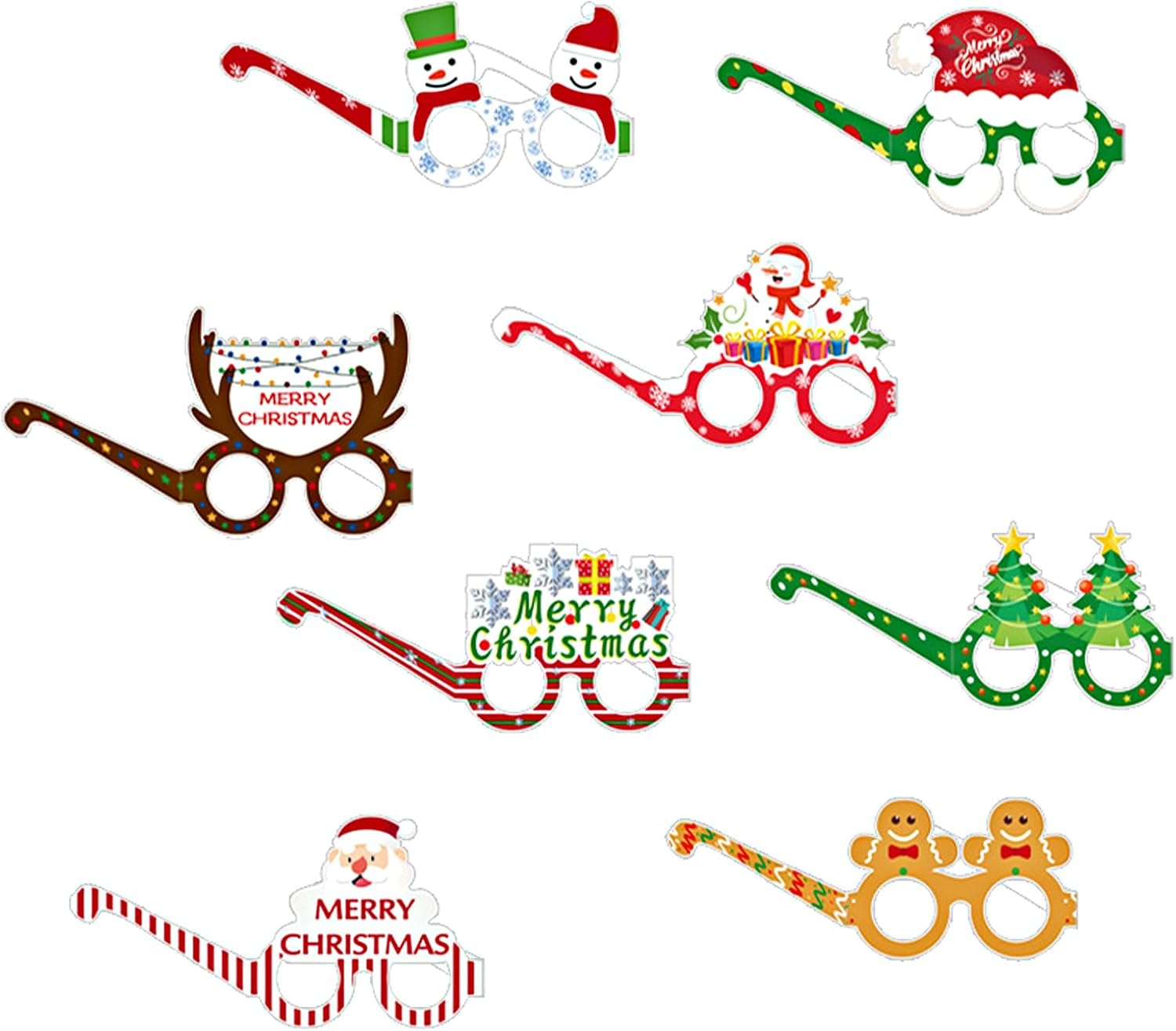 8Pcs Novelty Christmas Glasses to Wear,Christmas Props,Christmas Glass,Novelty Glasses Photo Booth Decorations,Christmas Photo Props,Creative Funny Eyewear for Kids Adults Carnival Fancy Party Gifts image number 6
