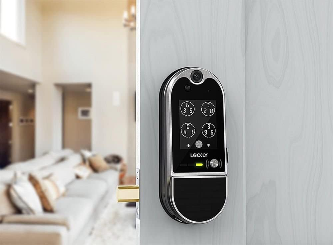 Lockly Smart Lock. Wifi Video Smart Lock, Keyless Entry Fingerprint Access. Vision Elite Deadbolt Digital Front Door Lock Satin Nickle image number 4